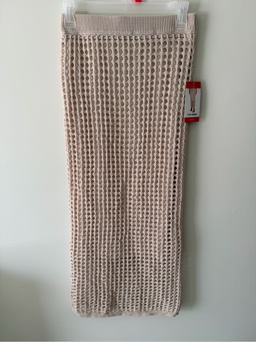 Steve Madden Open-Knit Maxi Skirt in Cream